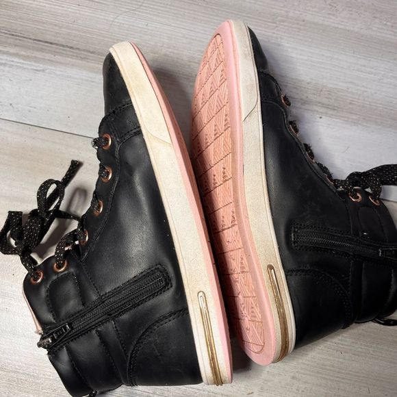 Sketchers Flashy  Glitter High Top Sneakers Good Tread Gold and Black + Glitter - Picture 6 of 8